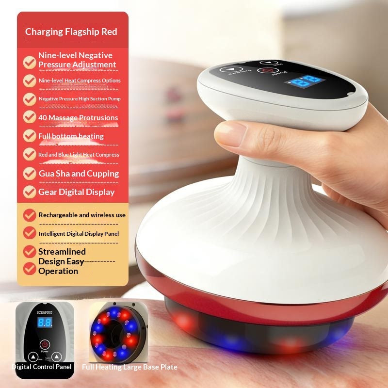 Masseur Gua Sha électrique rechargeable avec ventouses et multiples vitesses pour massage et stimulation des méridiens