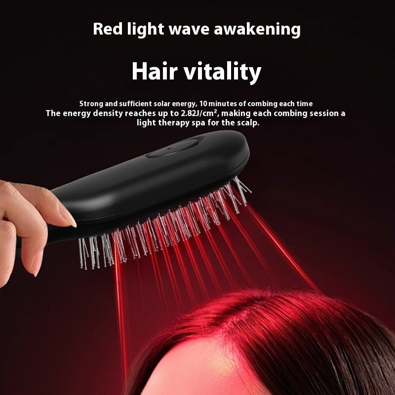 Peigne massant 4-en-1 avec lumière rouge et EMS pour soin du cuir chevelu et stimulation de la pousse des cheveux rechargeable