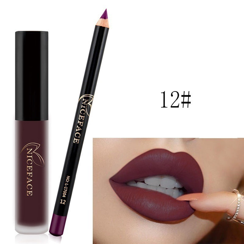 Coffret Gloss Mat & Crayon Lèvres – Sans Transfert, Longue Tenue, 12 Teintes
