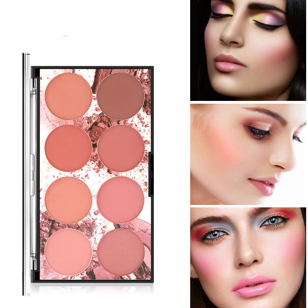 Palette Blush 8 Teintes Miss Rose mat longue tenue pour teint ensoleillé et contouring naturel