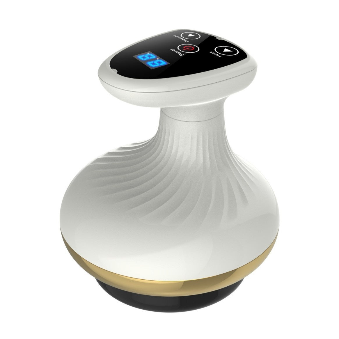 Masseur Gua Sha électrique rechargeable or avec ventouses et écran digital pour massage méridiens et abdominal