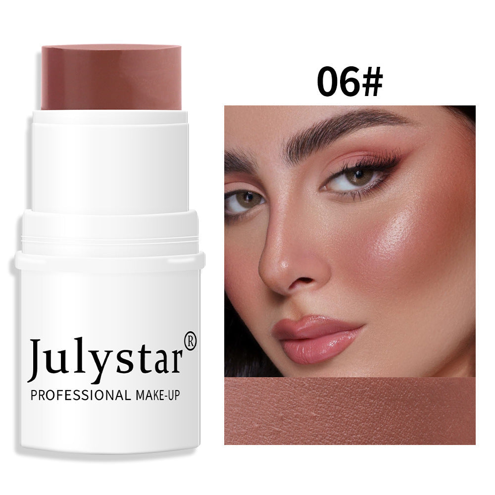Blush poudre nacré haute brillance en 6 teintes, texture légère pour un teint lumineux et naturel