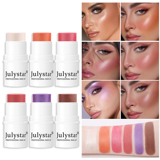 Palette blush poudre nacré haute brillance en 6 teintes avec application facile pour un teint lumineux et naturel