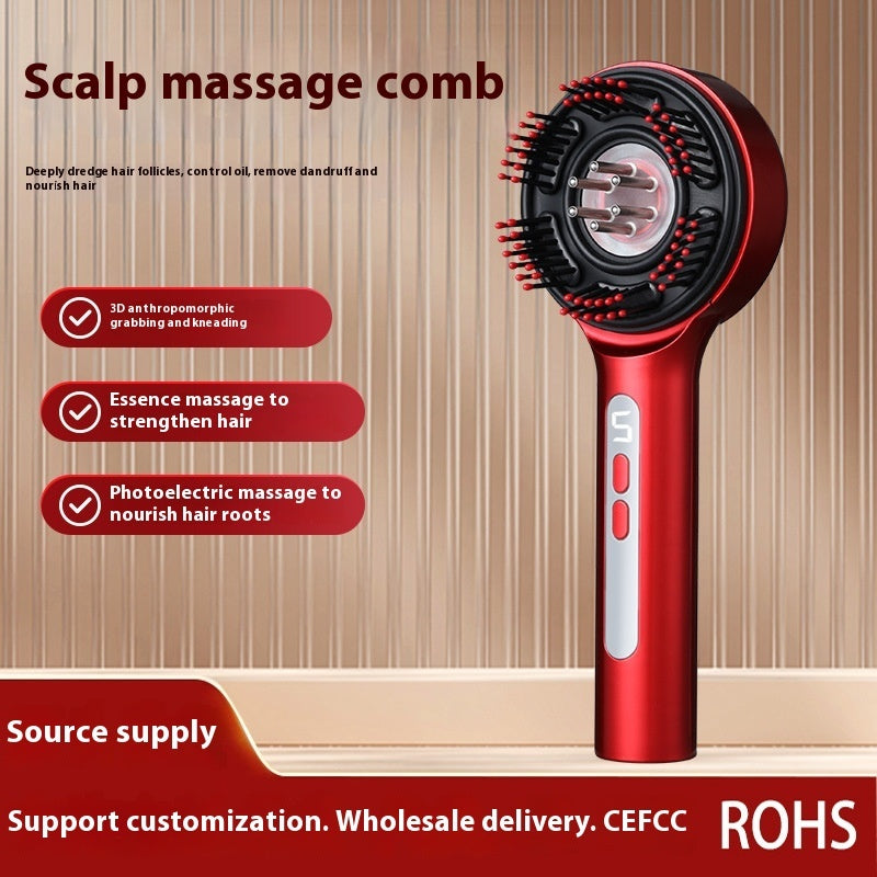 Peigne massant électrique à lumière rouge stimulant le cuir chevelu pour réduire la chute des cheveux et favoriser la repousse