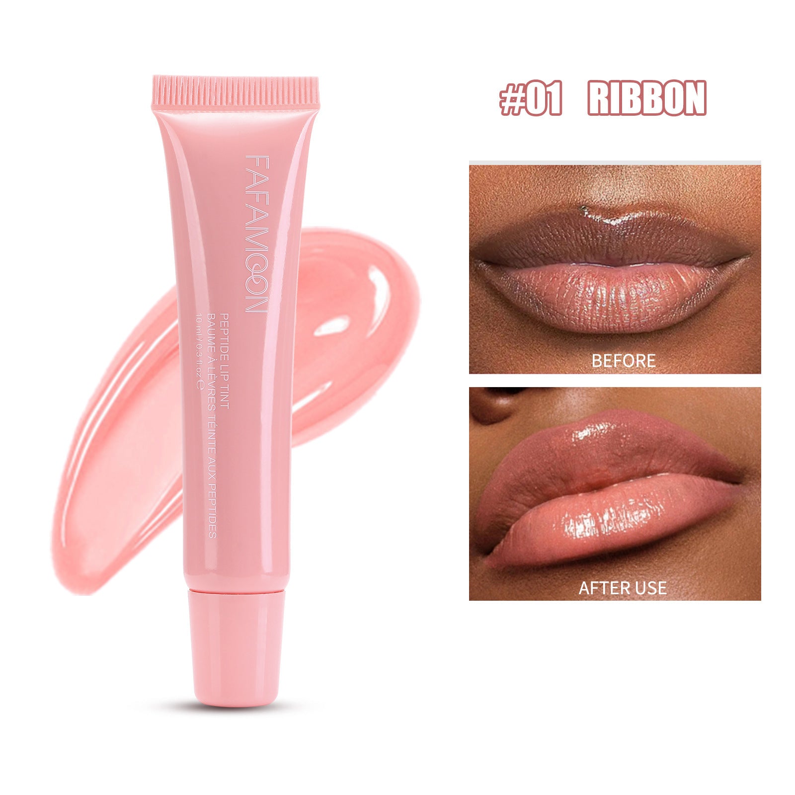 Laque lèvres brillante effet miroir waterproof hydratante en 5 teintes, tenue longue durée, finition satinée et éclatante.