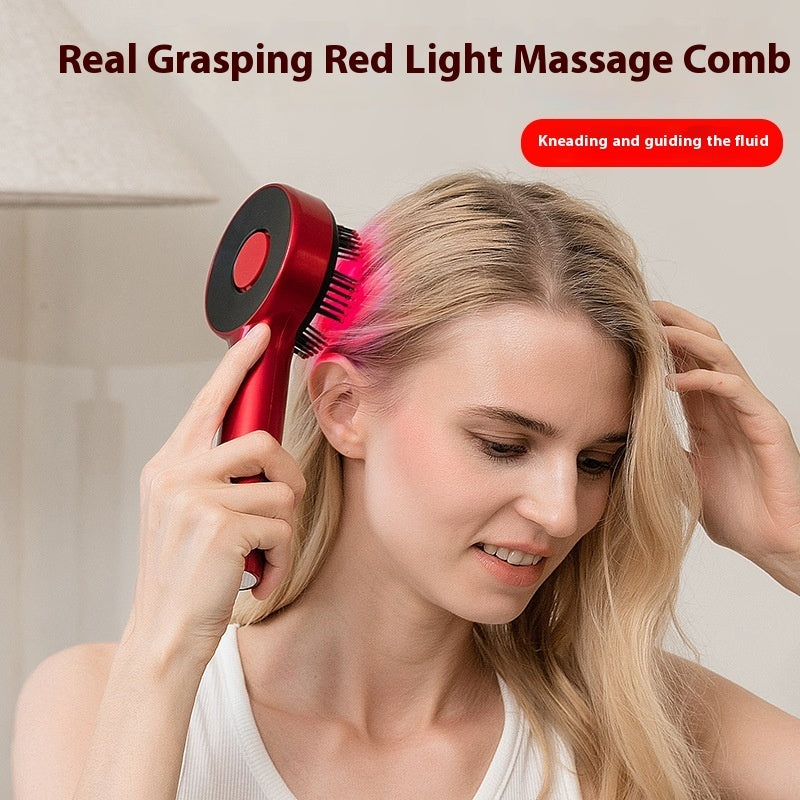 Brosse à cheveux électrique peigne massant avec lumière rouge anti-chute pour stimulation et croissance capillaire
