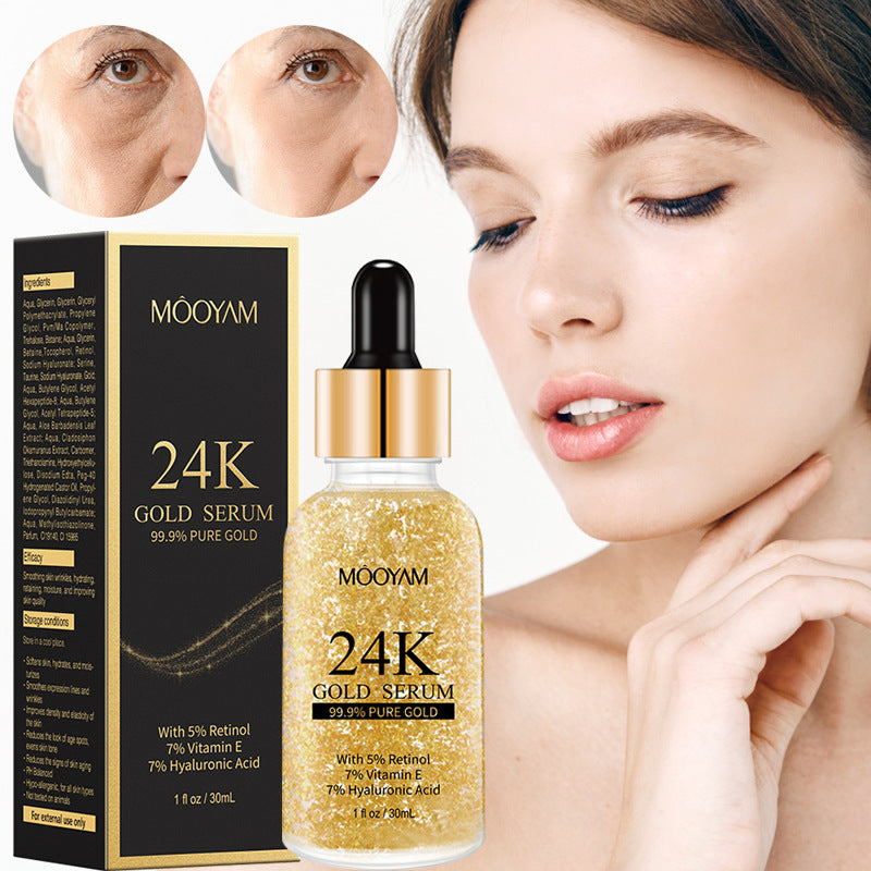 Bottle of Sérum Visage Or 24K with 24K gold foil for anti-aging skincare