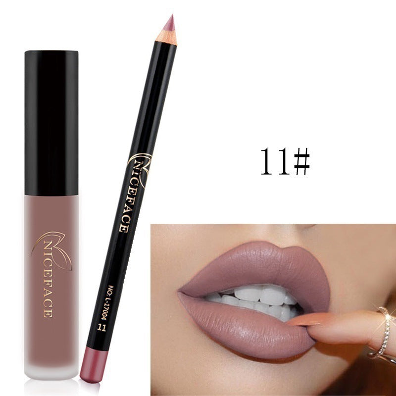 Coffret Gloss Mat & Crayon Lèvres – Sans Transfert, Longue Tenue, 12 Teintes