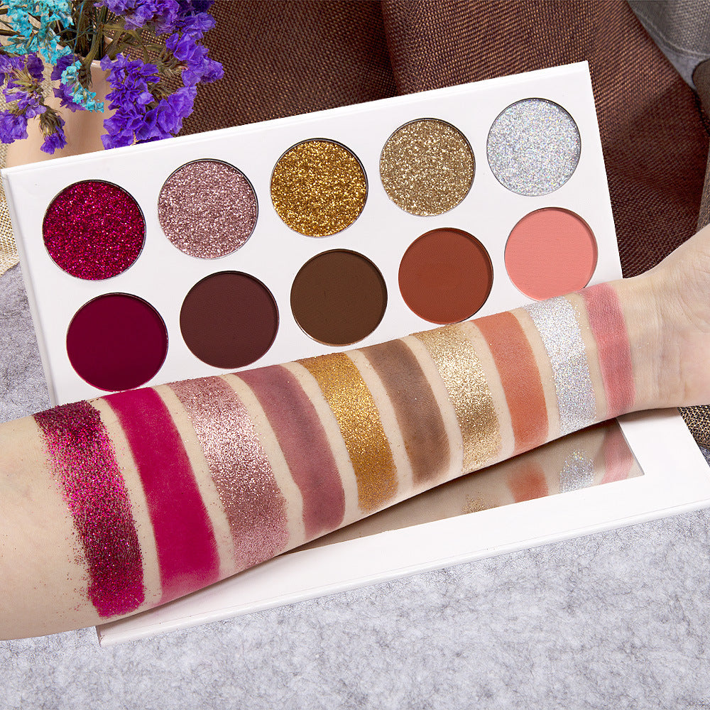 Palette Fards à Paupières 10 Teintes Multicolore – Pigments Intenses, Longue Tenue & Polyvalente