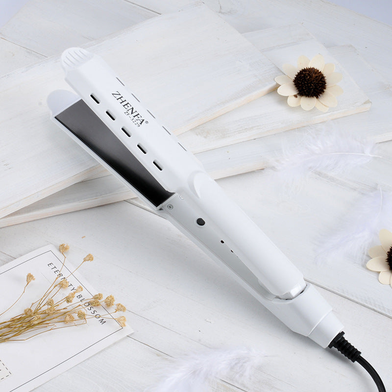 Fer à friser 2-en-1 or blanc pour cheveux secs et mouillés avec 4 températures et fonction bouclage et lissage