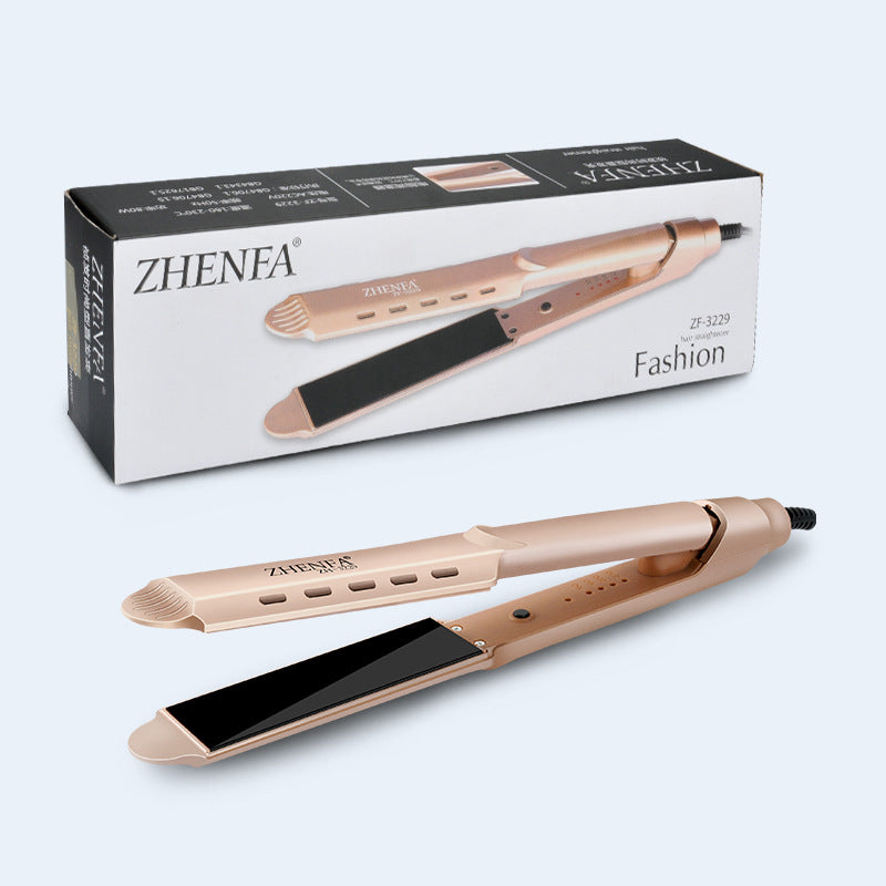 fer à friser 2-en-1 polyvalent pour bouclage et lissage cheveux secs et mouillés 4 températures or et blanc