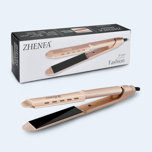 fer à friser 2-en-1 polyvalent pour bouclage et lissage cheveux secs et mouillés 4 températures or et blanc