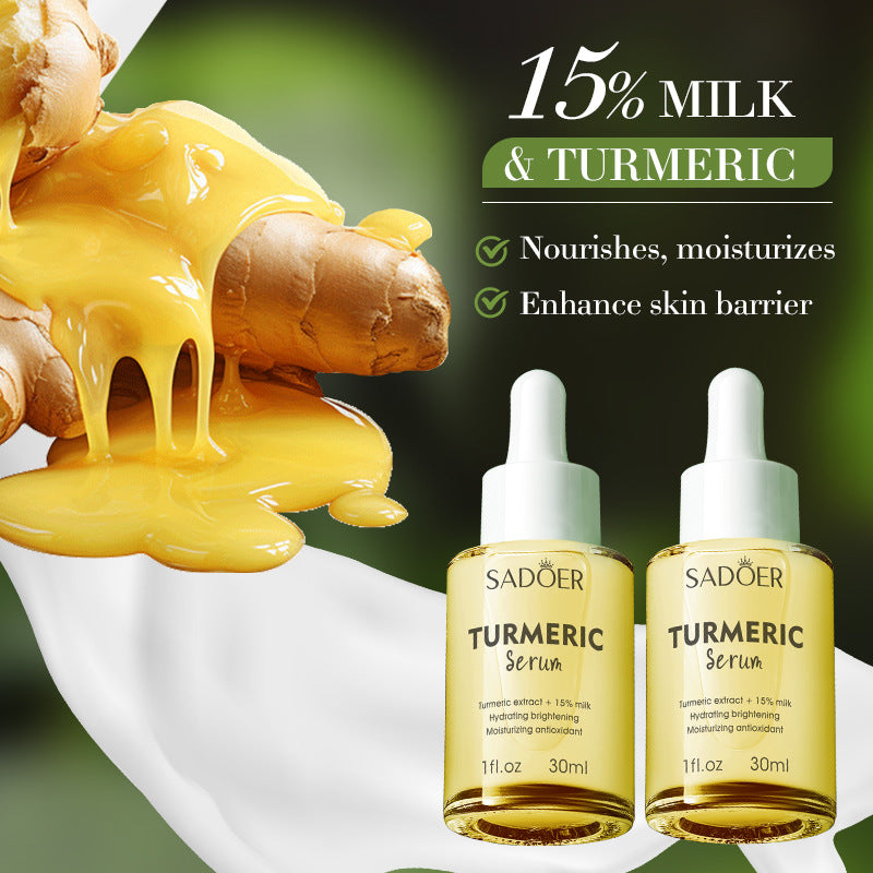 Sérum visage 30ml au curcuma et lait pour éclat naturel, hydratation et protection antioxydante