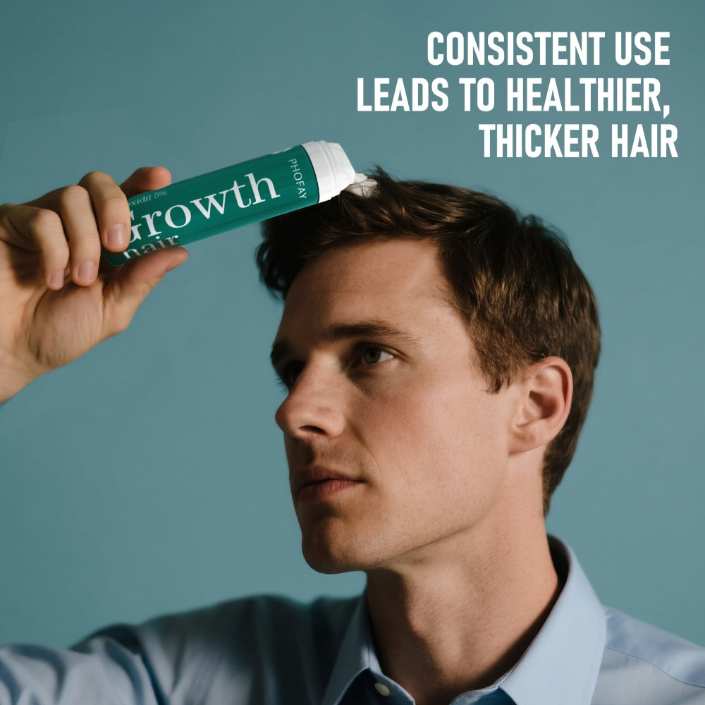 Mousse anti-chute au minoxidil pour stimulation et renforcement des cheveux.