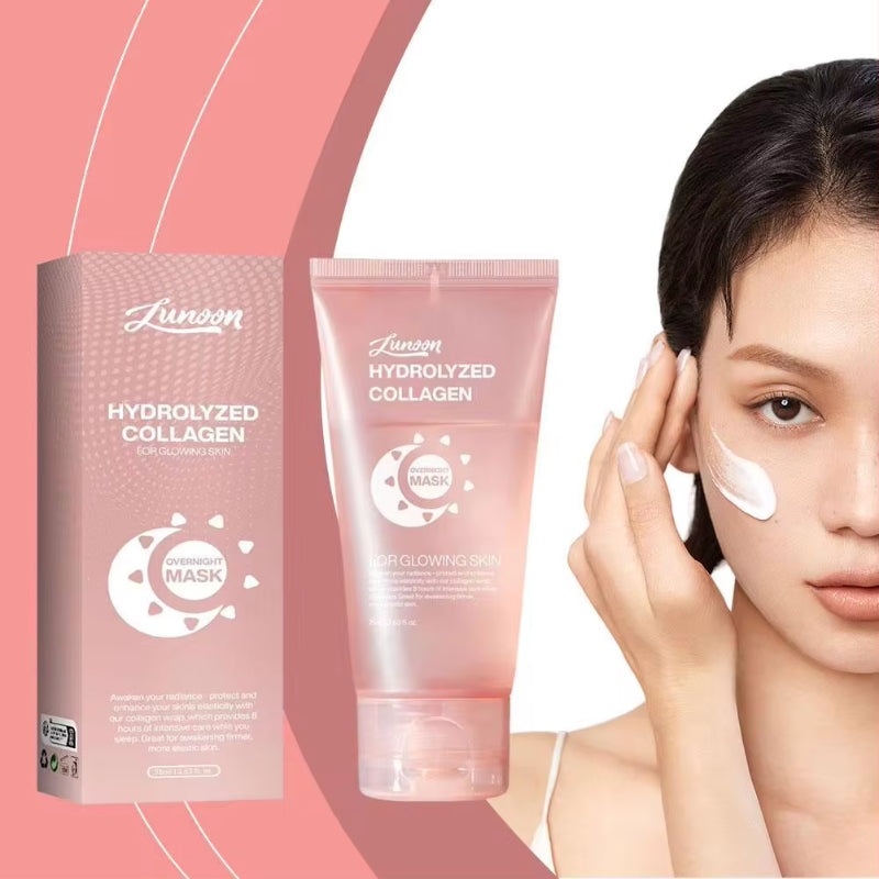 Masque facial nuit raffermissant au collagène 75ml avec pinceau pour hydratation et anti-rides