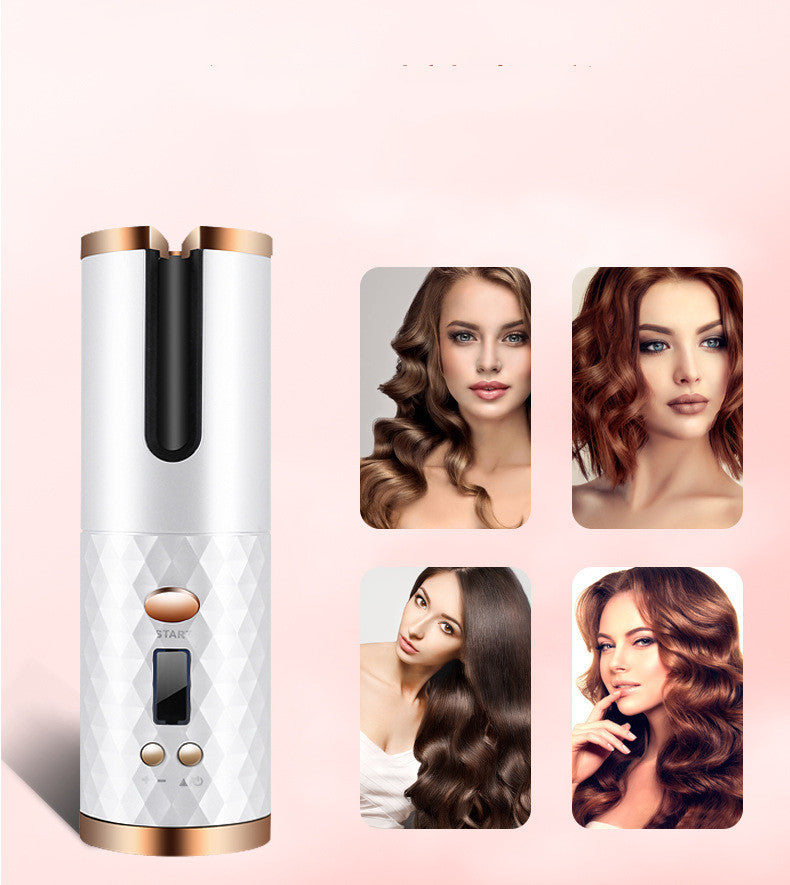 Rechargeable Automatic Curler – Portable, LCD Display & Tourmaline Ceramic