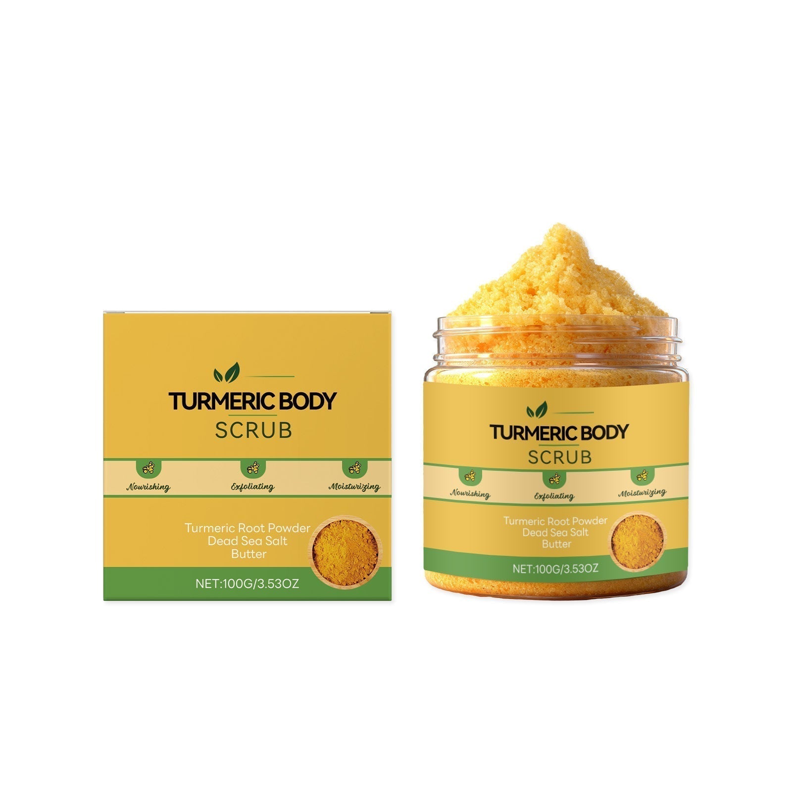 Crème gommage corps au curcuma exfoliant naturel au sel marin et lait pour peau douce et lumineuse 100g