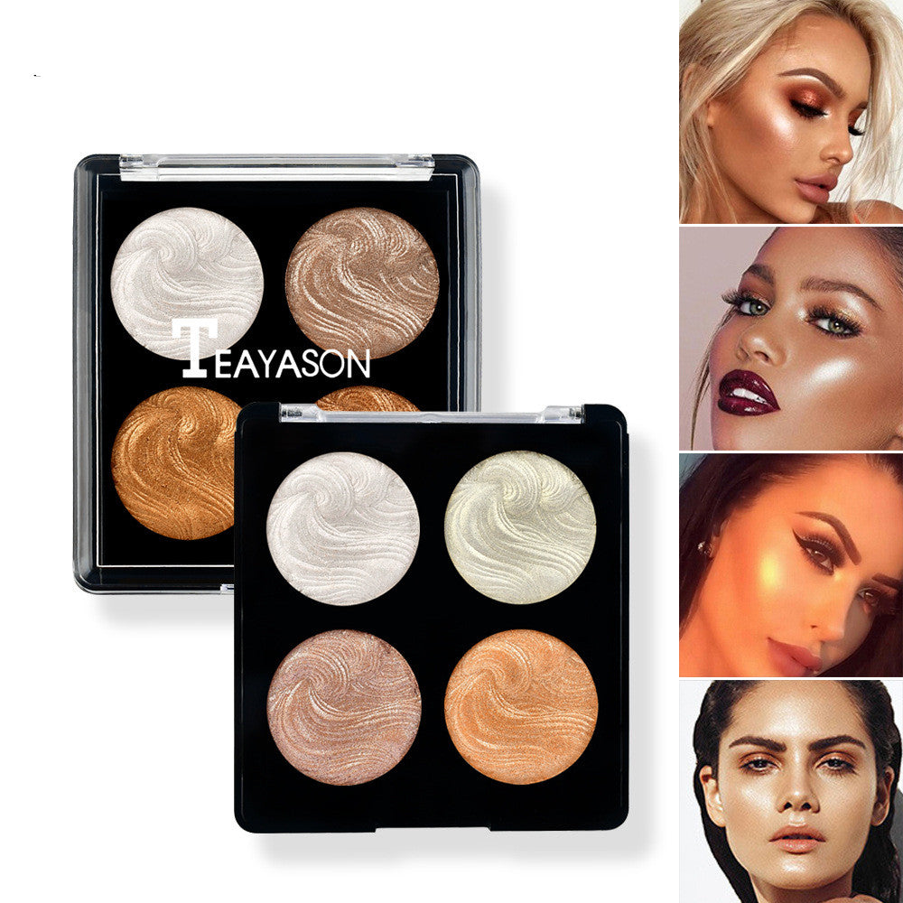 Poudre Highlighter 4 Teintes – Illuminateur Cuit, Sculptant & Éclat, Teint Lumineux