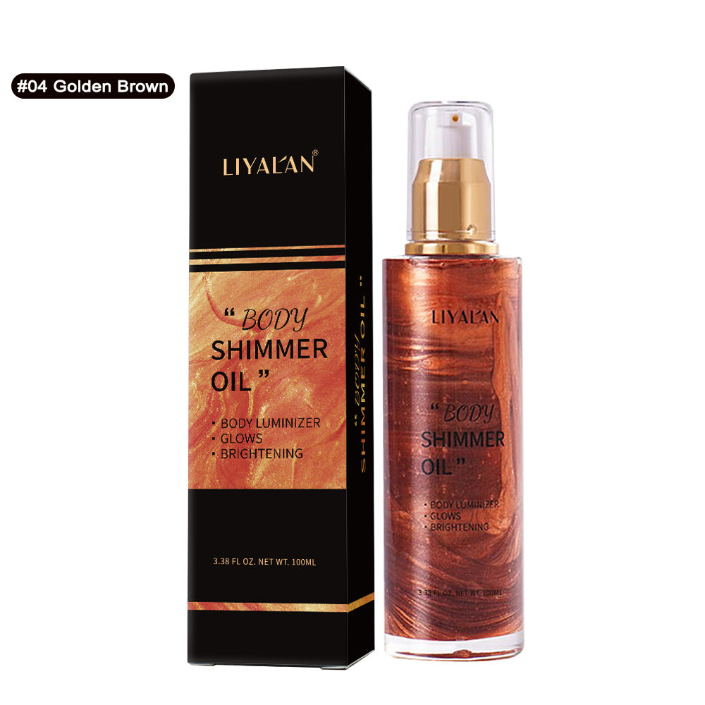 Huile Illuminatrice Corps & Visage – Highlighter Liquide Éclat, 5 Teintes Nacrées, 100ml