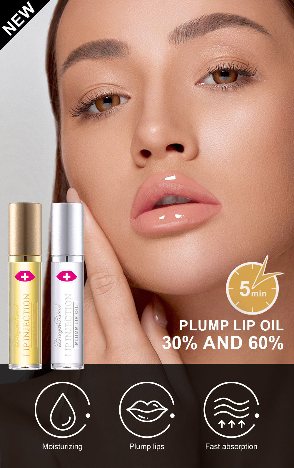 Gloss Lèvres Repulpant au Gingembre & Poivre – Billes Soin, Hydratant & Réparateur