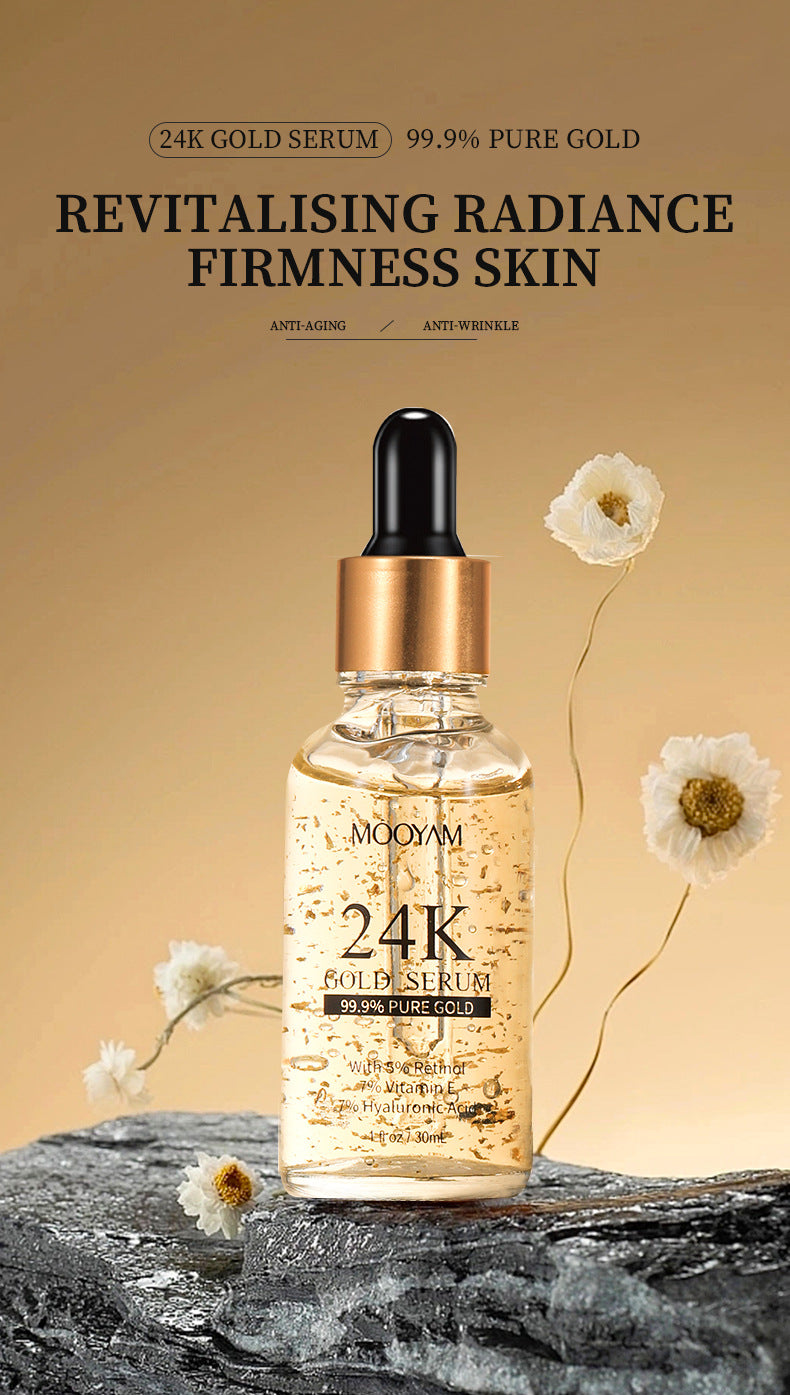 Sérum visage 30ml avec feuille d’or 24K, vitamine E et rétinol anti-rides et lifting