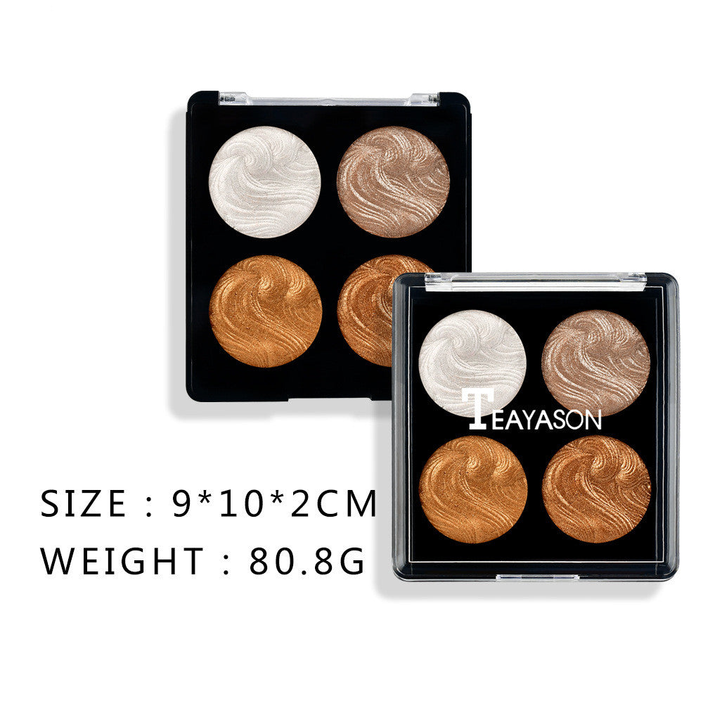 Poudre Highlighter 4 Teintes – Illuminateur Cuit, Sculptant & Éclat, Teint Lumineux