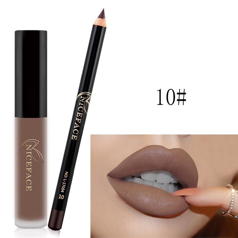 Coffret Gloss Mat & Crayon Lèvres – Sans Transfert, Longue Tenue, 12 Teintes