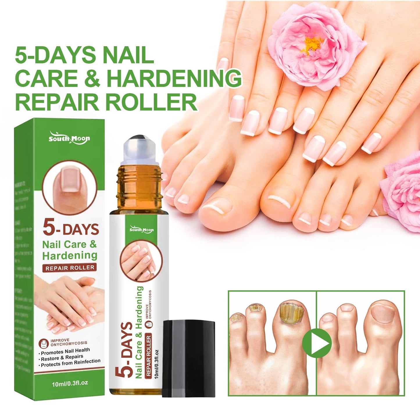 Roller soin ongles 10ml pour épaissir et réparer les ongles fragiles avec solution de soin des ongles