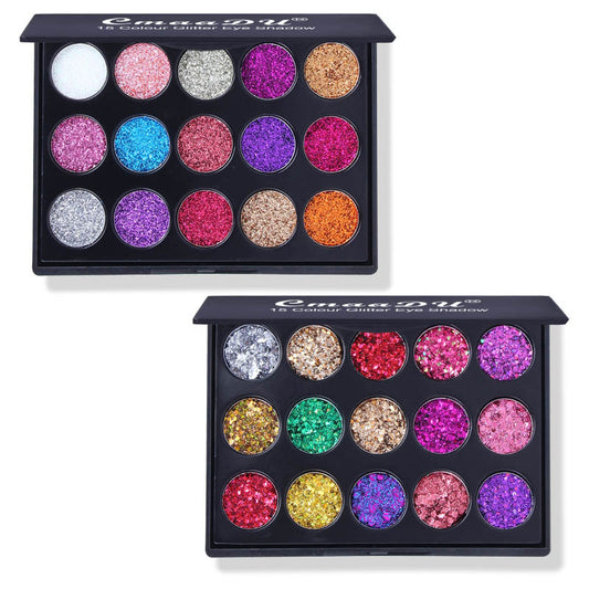 Palette Fards à Paupières 15 Teintes Diamant & Paillettes – Couvrance Totale, Éclat & Intensité