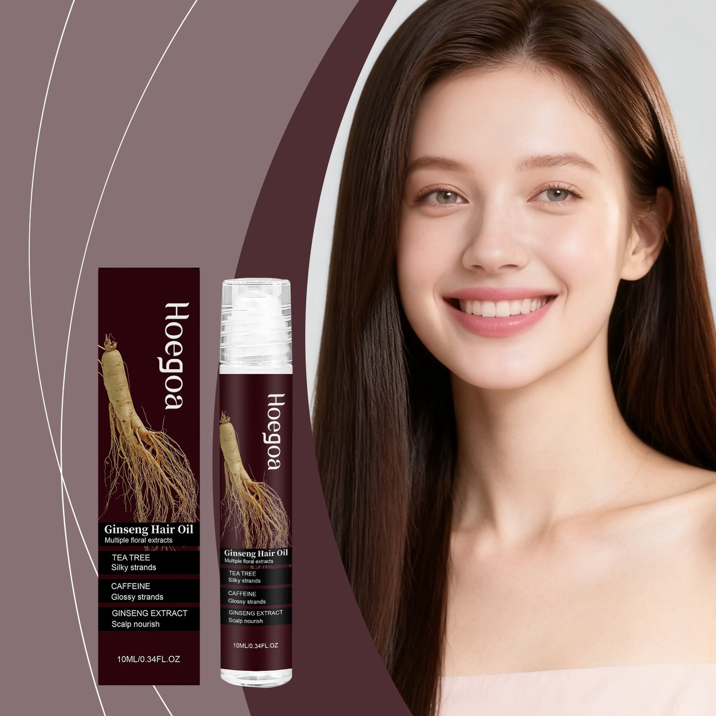 Huile Capillaire Roll-On au Ginseng – Stimulante, Nourrissante & Anti-Chute, 10ml