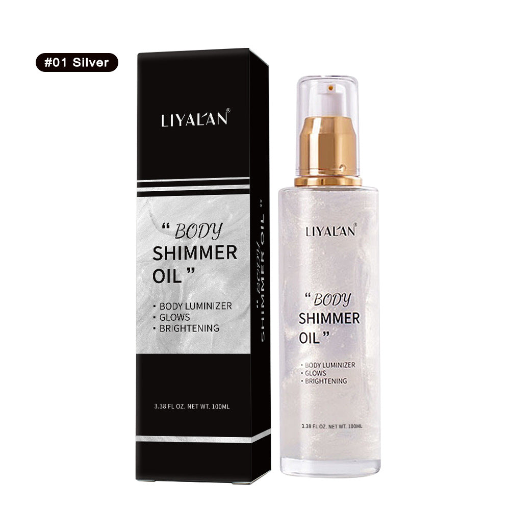 Huile Illuminatrice Corps & Visage – Highlighter Liquide Éclat, 5 Teintes Nacrées, 100ml