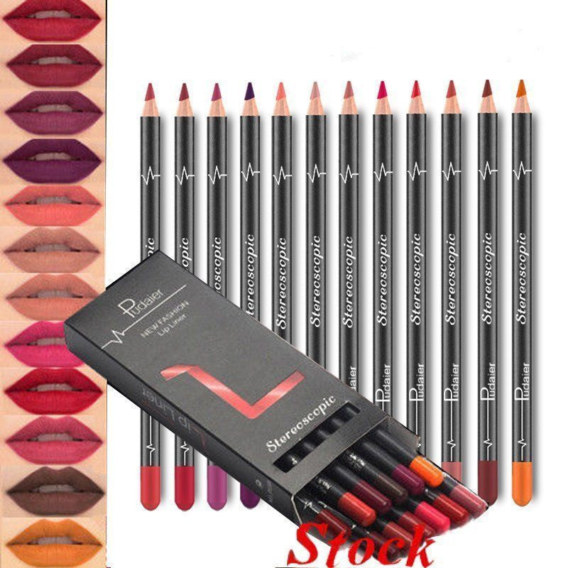 36 couleurs crayon contour lèvres waterproof longue tenue rose et nude