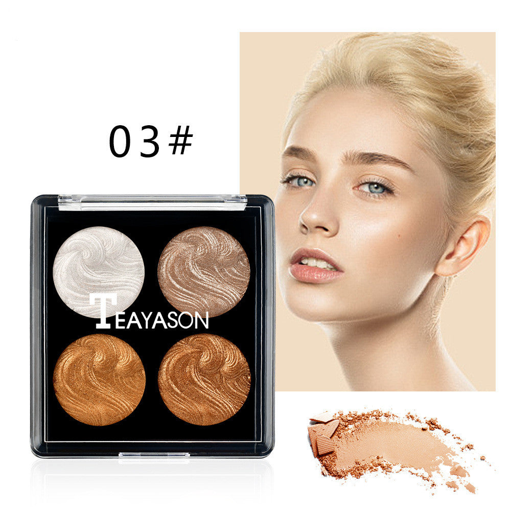 Poudre Highlighter 4 Teintes – Illuminateur Cuit, Sculptant & Éclat, Teint Lumineux