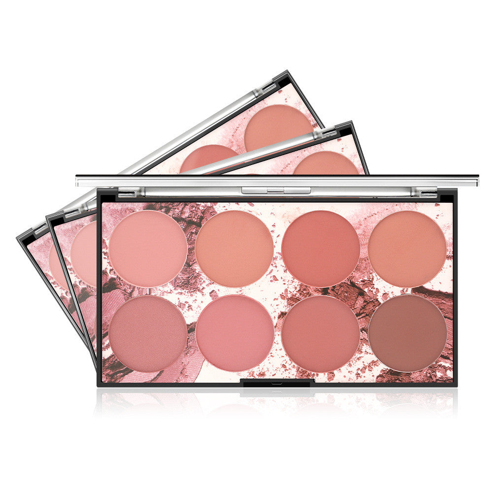 Palette Blush 8 teintes Miss Rose fini mat longue tenue pour teint ensoleillé et contouring naturel