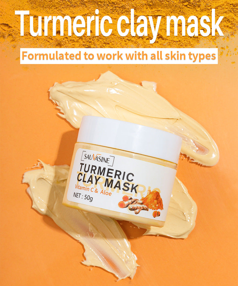 Masque Argile au Curcuma – Hydratant, Purifiant & Éclat, Tous Types de Peau, 50g