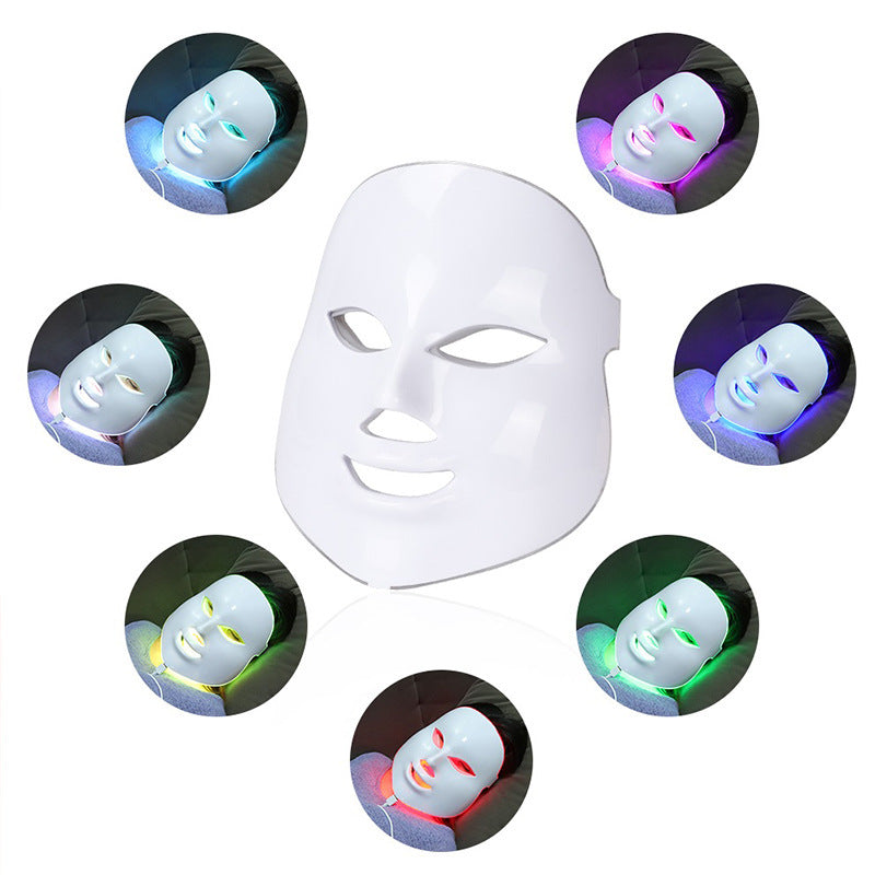 Masque beauté LED 7 couleurs photon quantique soin visage maison rouge bleu anti-âge acné