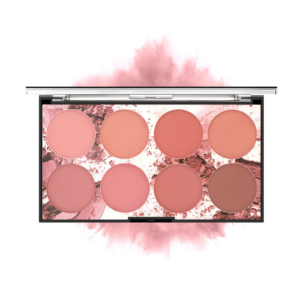 Palette Blush 8 Teintes Miss Rose mat longue tenue avec teintes chaudes pour un teint ensoleillé naturel