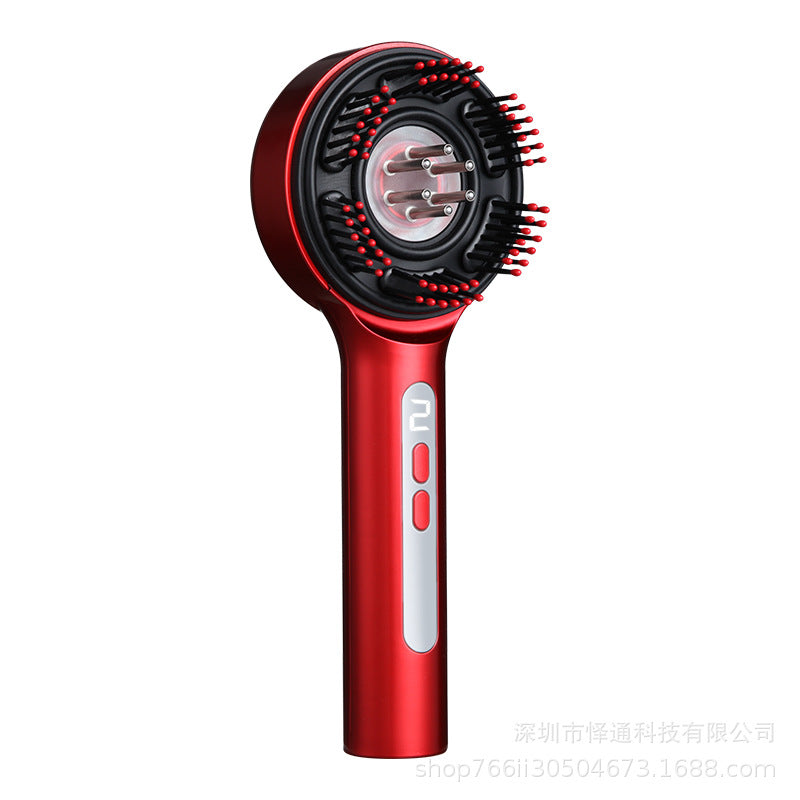 Brosse à cheveux électrique massante avec lumière rouge pour cuir chevelu, anti-chute et repousse capillaire