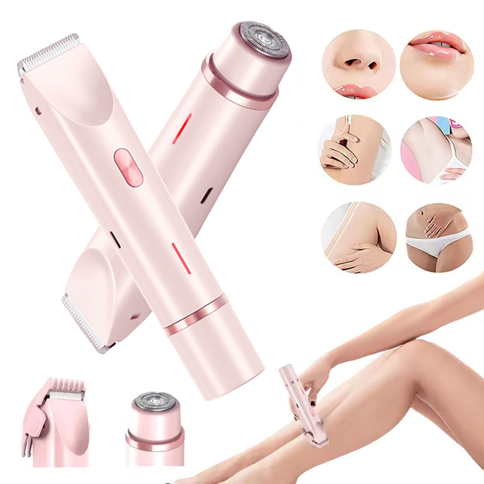 Rasoir épilateur féminin 2-en-1 double tête rechargeable USB pour épilation sèche et humide