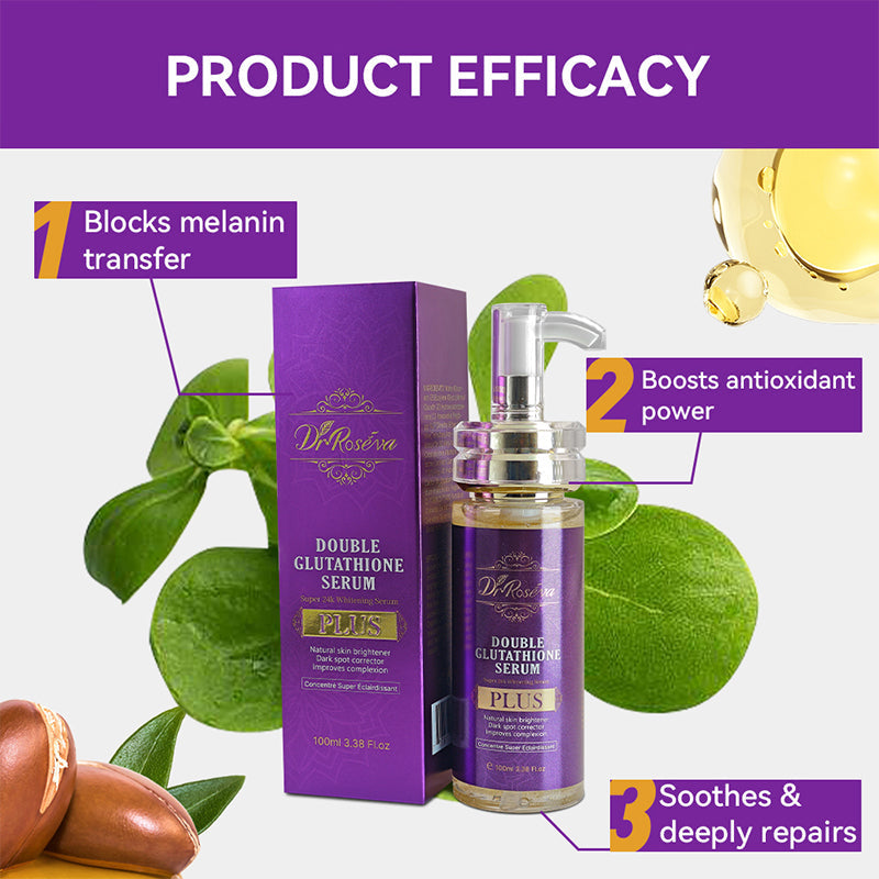 DR Dual Glutathione serum bottle with 24K gold for radiant, depigmented, and anti-aging skin
