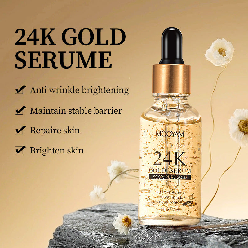 Flacon de sérum visage anti-âge 24K Gold Foil avec vitamine E et rétinol de 30ml