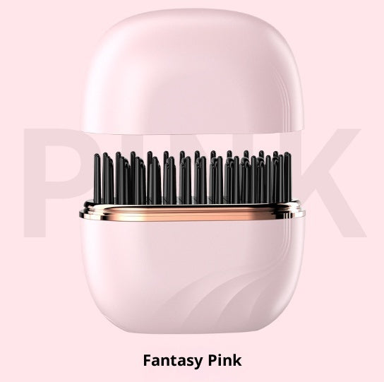 Peigne lisseur mini sans fil 2-en-1 céramique tourmaline pour lissage et boucles rechargeables, compact et léger