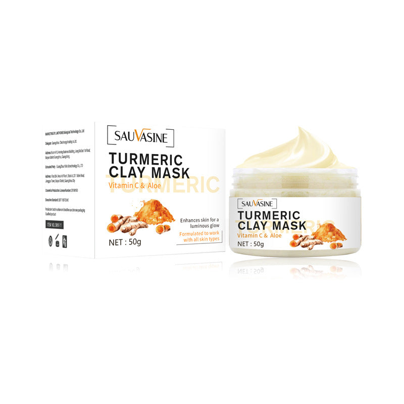 Masque Argile au Curcuma – Hydratant, Purifiant & Éclat, Tous Types de Peau, 50g