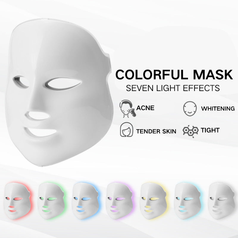 Masque beauté LED 7 couleurs photon beauté avec lumière rouge anti-âge et bleue anti-acné pour soin visage maison