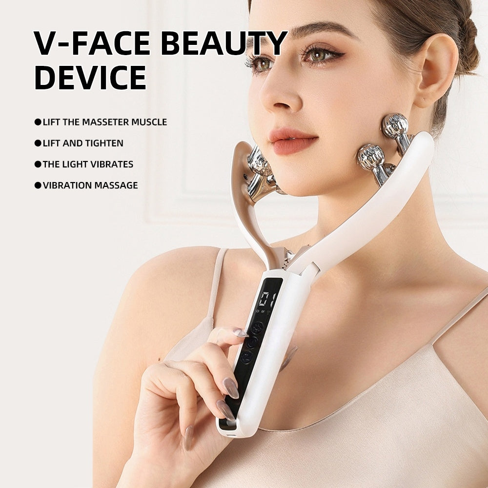 V-Roller EMS rouleau massant visage microcourant double onde rouge et bleue lifting et raffermissement peau