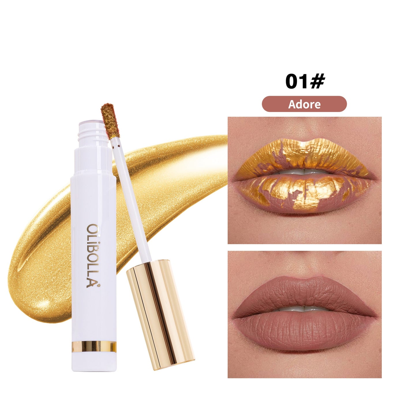 Glaze Lèvres Or 24K – Effet Tear & Pull, Waterproof & Longue Tenue, 4 Teintes