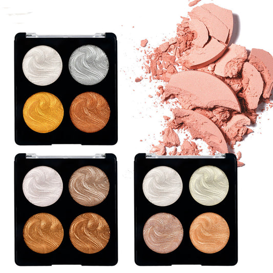 Poudre Highlighter 4 Teintes – Illuminateur Cuit, Sculptant & Éclat, Teint Lumineux