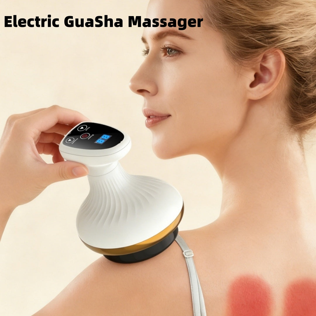 Masseur électrique Gua Sha rechargeable avec ventouses et réglage de vitesses, couleur or