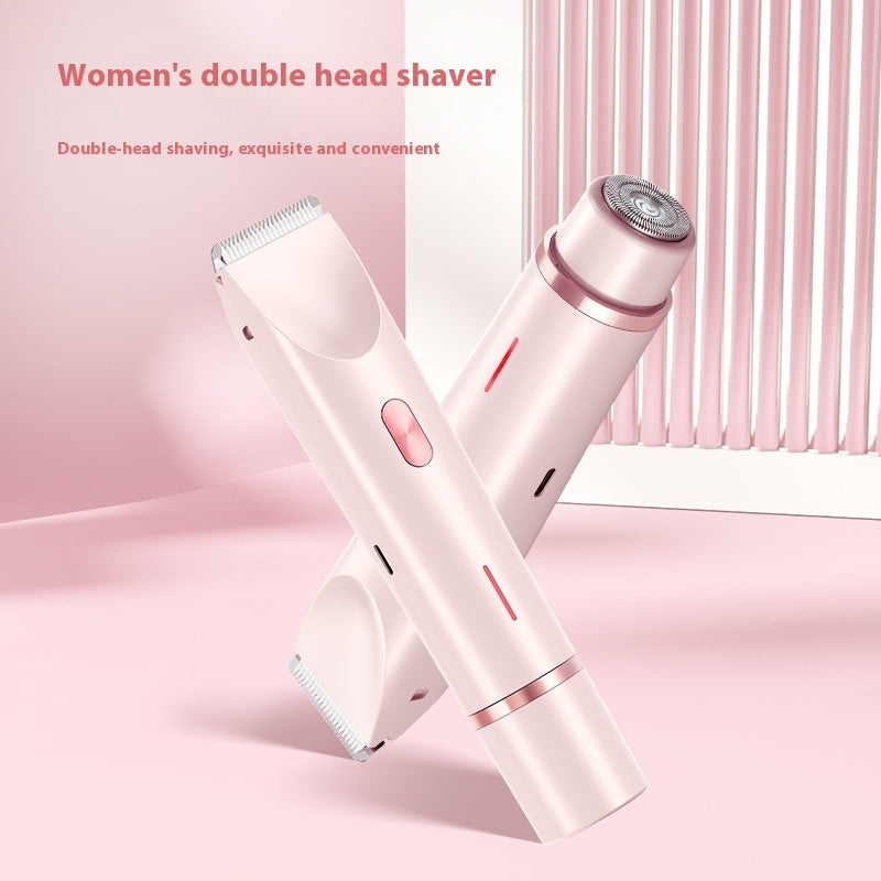 Rasoir épilateur féminin 2-en-1 à double tête rechargeable USB pour épilation sèche et humide