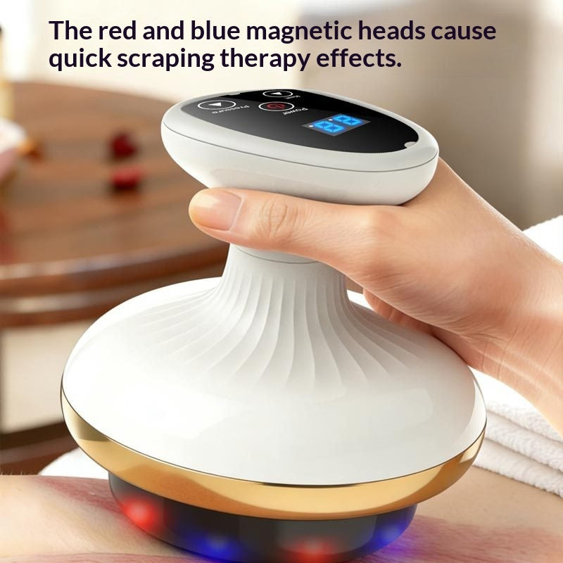 Masseur Gua Sha électrique rechargeable avec ventouses et réglage de vitesses pour massage méridien et abdominal